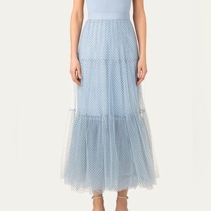 Akris Punto Layered Pin-Dot Tulle Tiered Maxi Skirt - Size 10